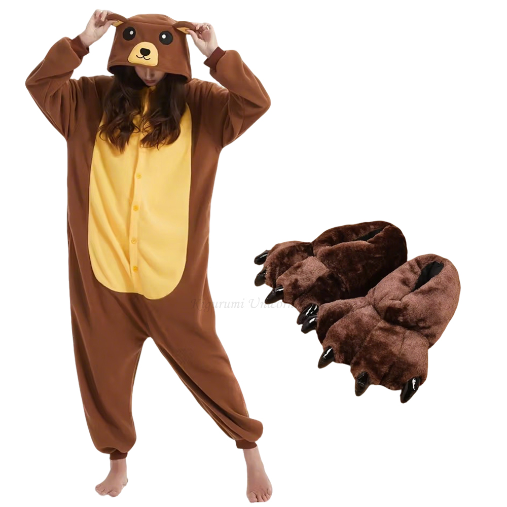 Women Shoes Xxl - Pijama Macacão Unicórnio Urso Marrom Adulto