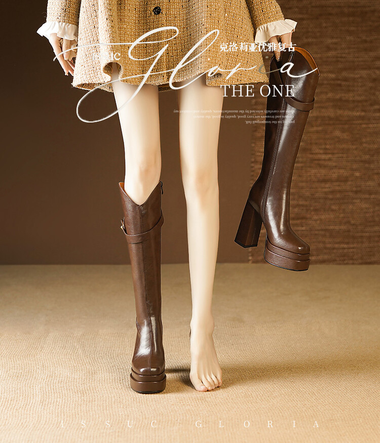 Botas de cano alto de couro ma - Knee High Boots Women avaliação e preço