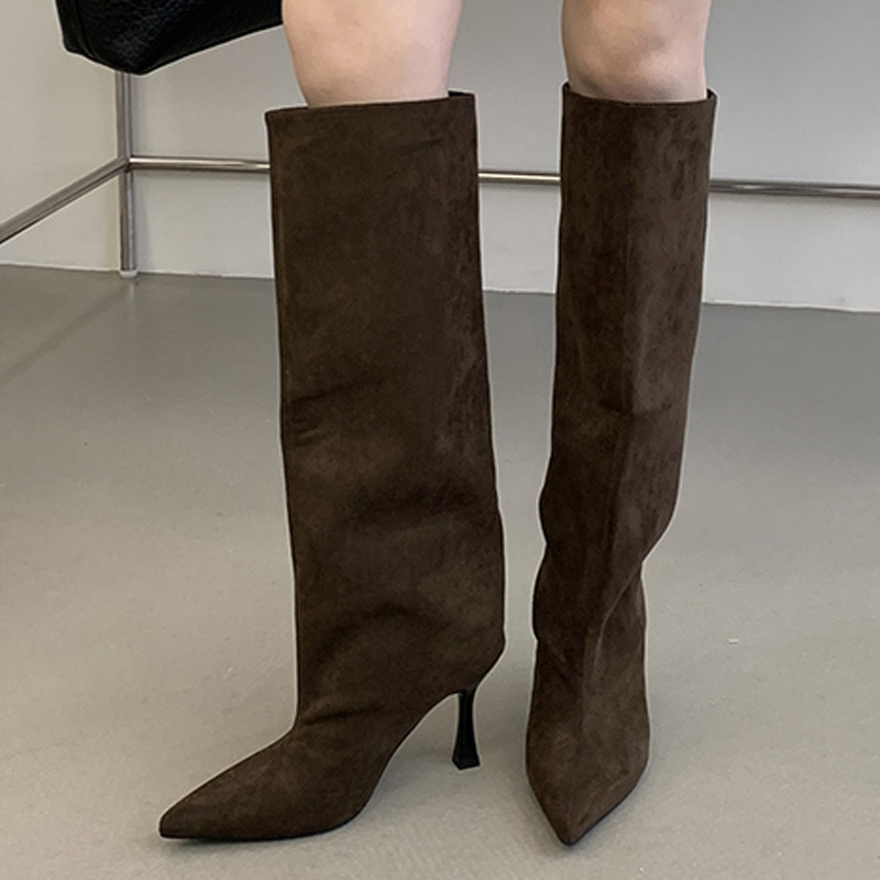 Botas de cano alto com bico fi - Knee High Boots Women avaliação e preço