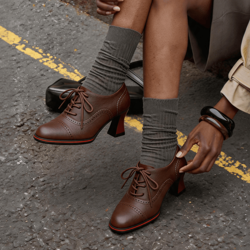 Sapatos Oxford femininos de co - Oxford Lace Up Women avaliação e preço